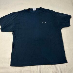 Vintage 90s Nike Mini Swoosh Check Logo Faded Black T-Shirt Size  XL Made In USA